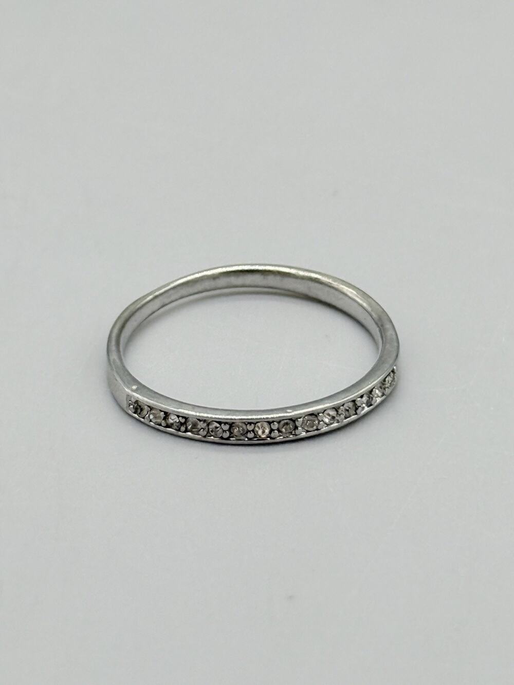 Unbranded Silver Tone CZ Channel Set Eternity Band Stacking Ring Size 9
